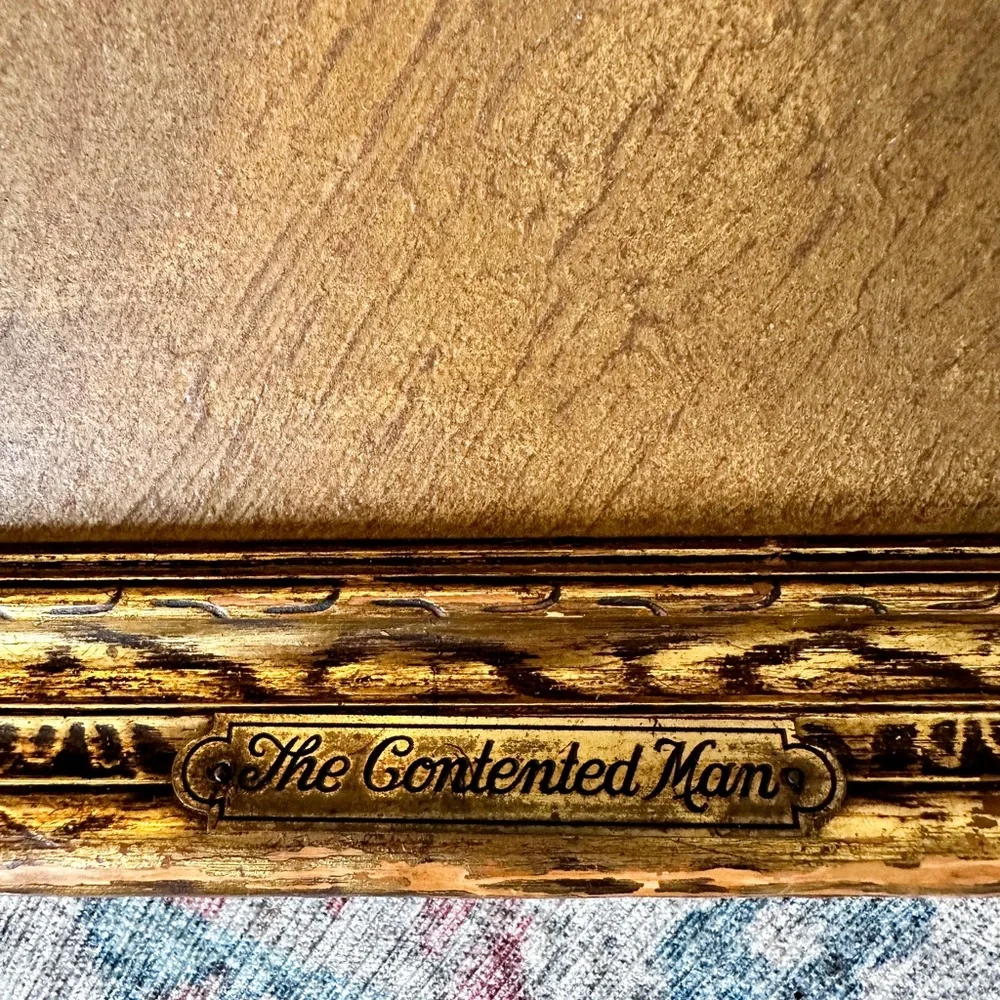 Vintage framed painting “The Contented Man” - Picture 6 of 10